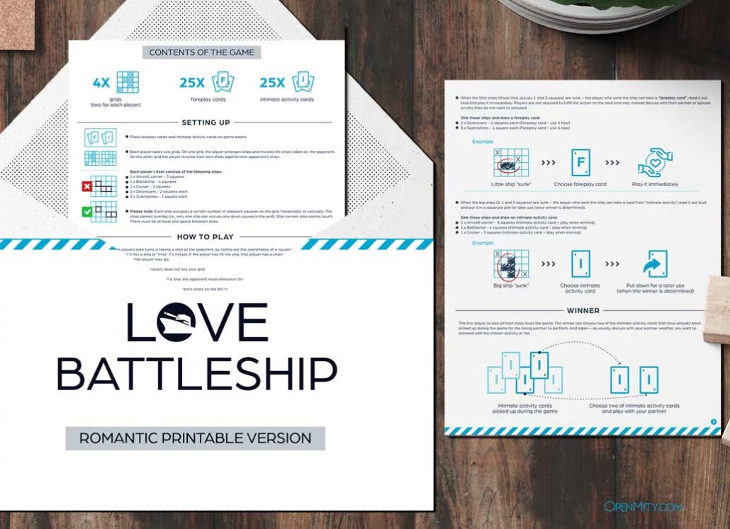 Romantic Game “love Battleship” Printable Openmity 